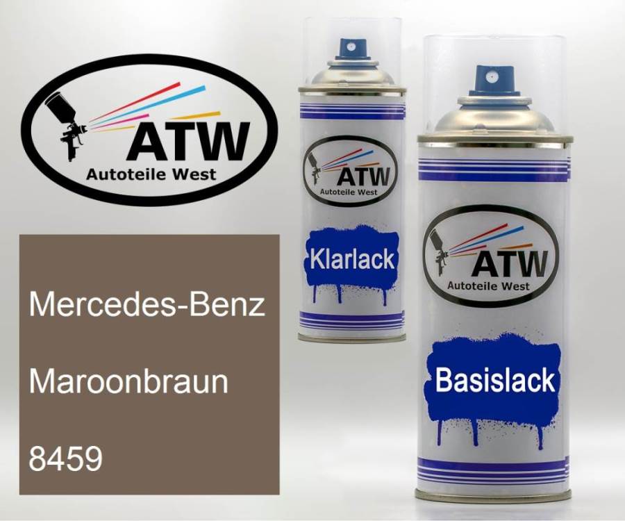 Mercedes-Benz, Maroonbraun, 8459: 400ml Sprühdose + 400ml Klarlack - Set, von ATW Autoteile West.