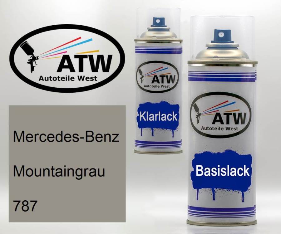 Mercedes-Benz, Mountaingrau, 787: 400ml Sprühdose + 400ml Klarlack - Set, von ATW Autoteile West.