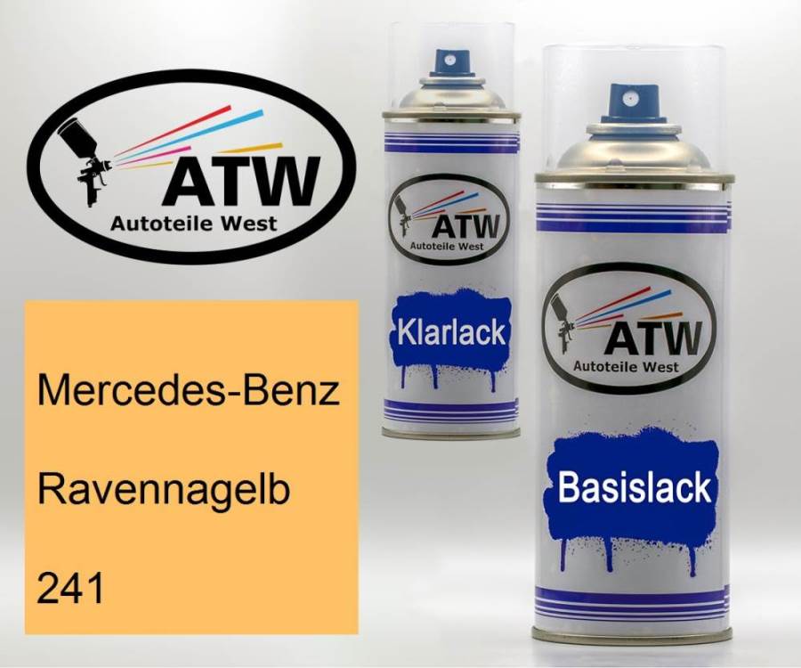 Mercedes-Benz, Ravennagelb, 241: 400ml Sprühdose + 400ml Klarlack - Set, von ATW Autoteile West.