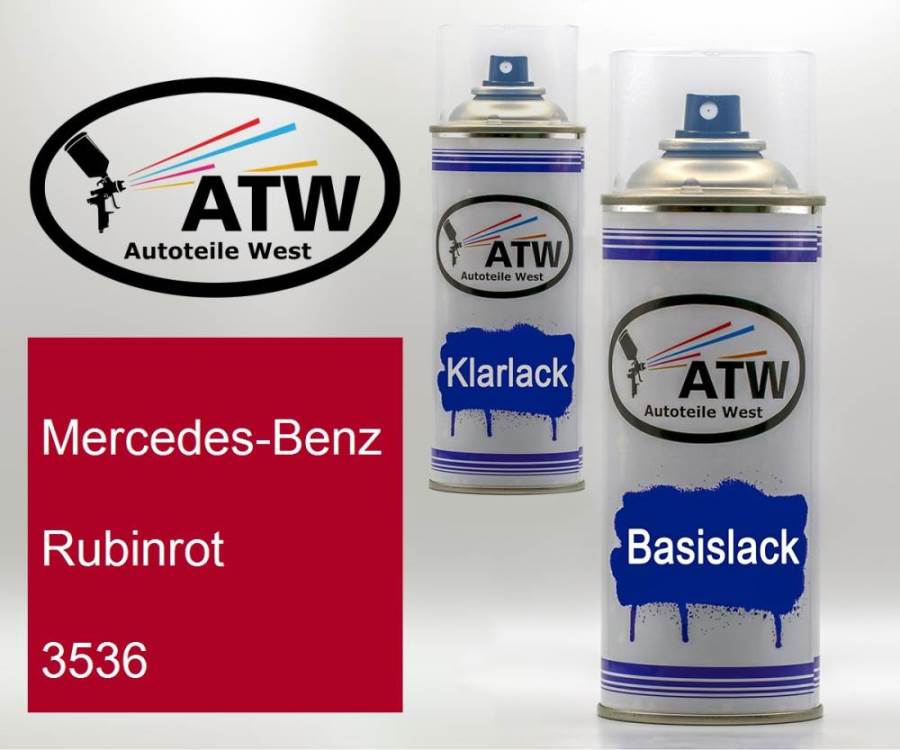 Mercedes-Benz, Rubinrot, 3536: 400ml Sprühdose + 400ml Klarlack - Set, von ATW Autoteile West.