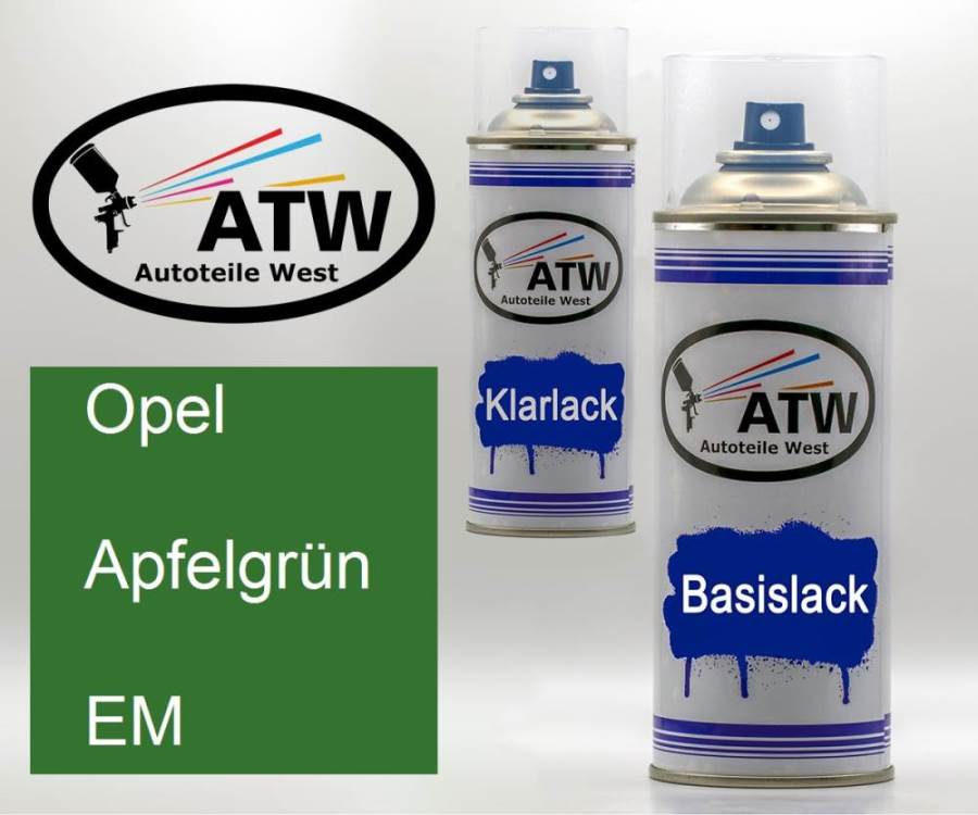 Opel, Apfelgrün, EM: 400ml Sprühdose + 400ml Klarlack - Set, von ATW Autoteile West.