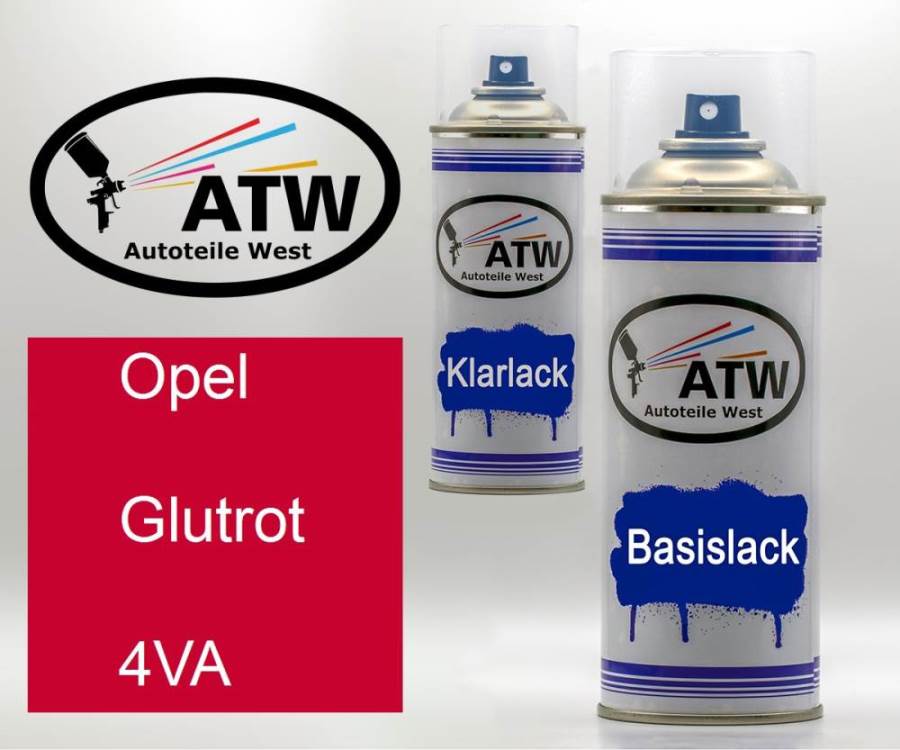 Opel, Glutrot, 4VA: 400ml Sprühdose + 400ml Klarlack - Set, von ATW Autoteile West.