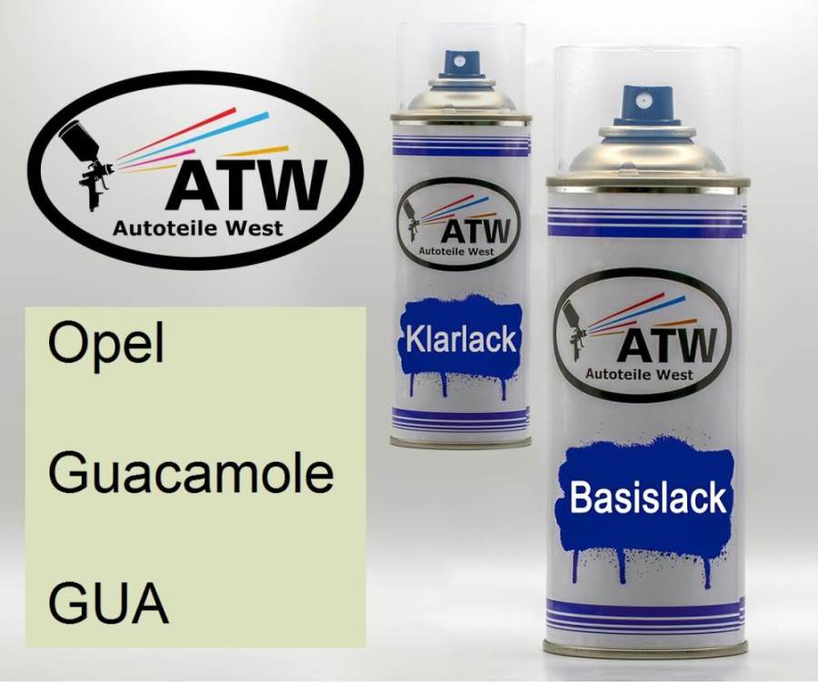 Opel, Guacamole, GUA: 400ml Sprühdose + 400ml Klarlack - Set, von ATW Autoteile West.