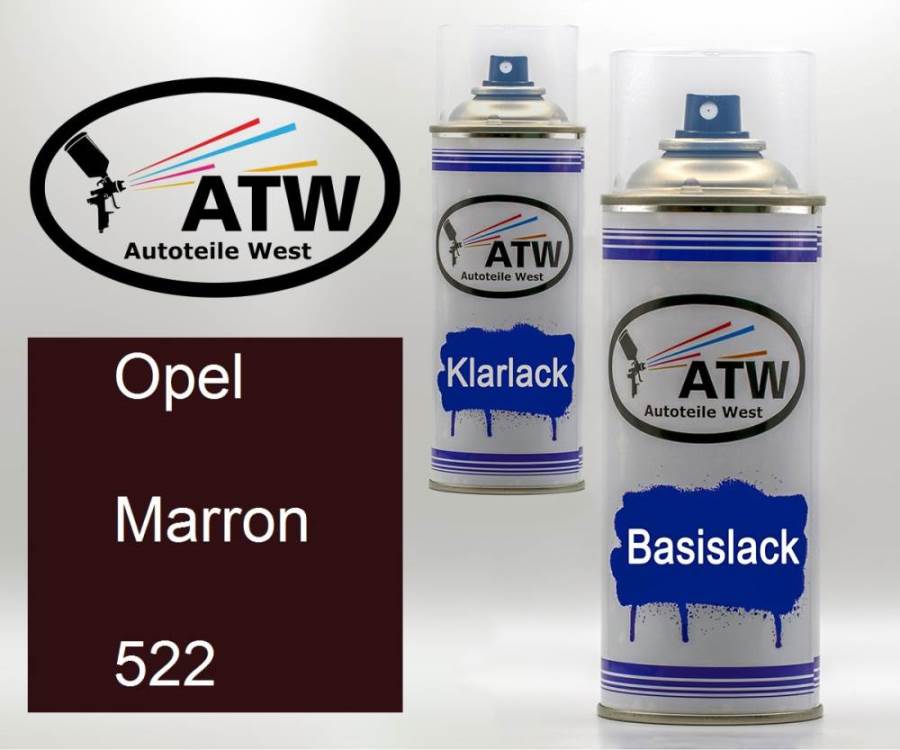 Opel, Marron, 522: 400ml Sprühdose + 400ml Klarlack - Set, von ATW Autoteile West.