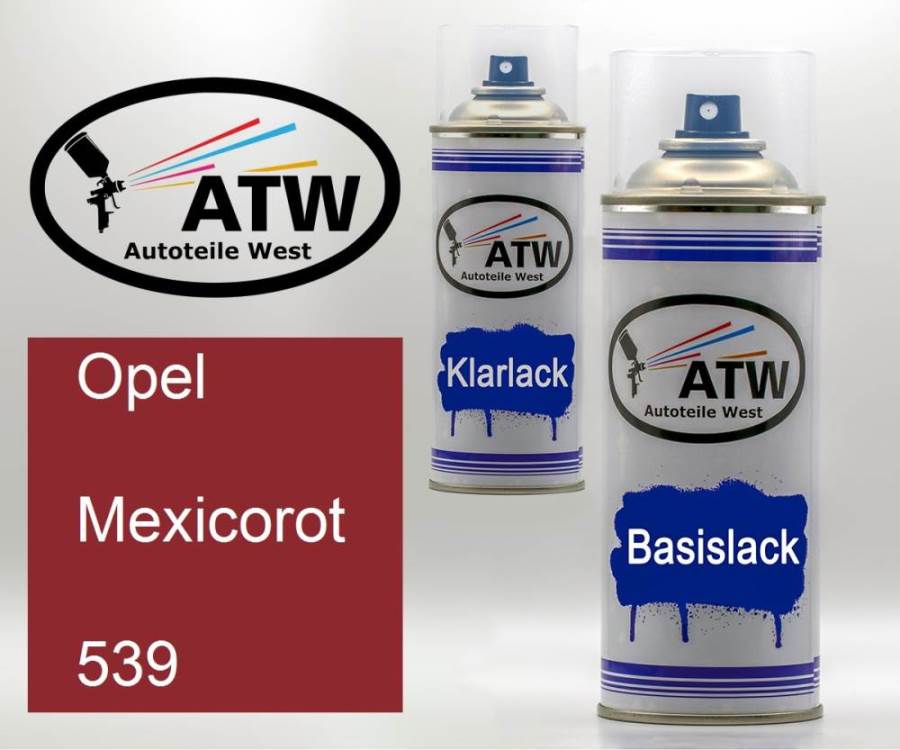 Opel, Mexicorot, 539: 400ml Sprühdose + 400ml Klarlack - Set, von ATW Autoteile West.