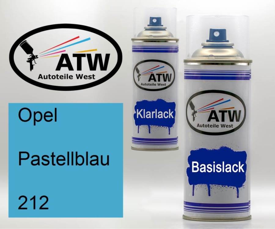 Opel, Pastellblau, 212: 400ml Sprühdose + 400ml Klarlack - Set, von ATW Autoteile West.