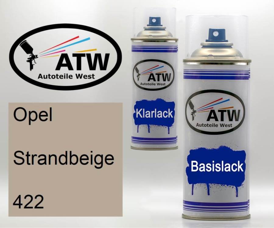 Opel, Strandbeige, 422: 400ml Sprühdose + 400ml Klarlack - Set, von ATW Autoteile West.