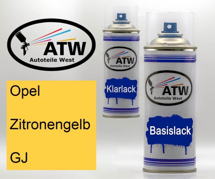 Opel, Zitronengelb, GJ: 400ml Sprühdose + 400ml Klarlack - Set, von ATW Autoteile West.