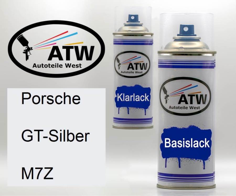 Porsche, GT-Silber, M7Z: 400ml Sprühdose + 400ml Klarlack - Set, von ATW Autoteile West.