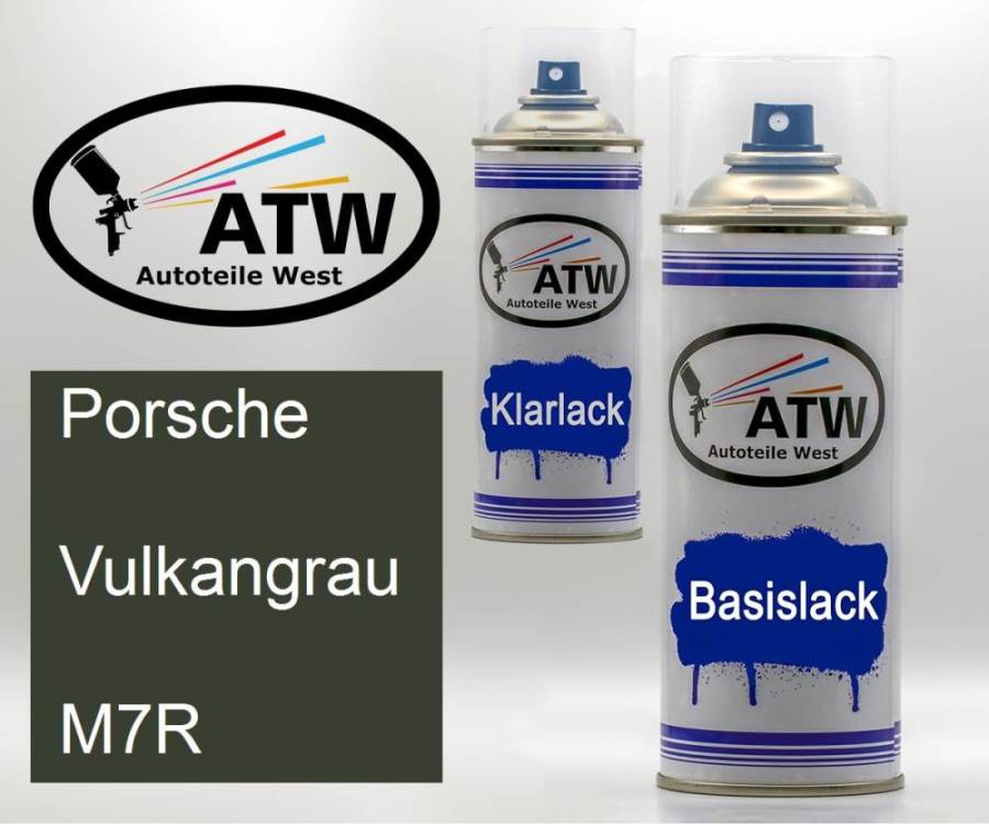 Porsche, Vulkangrau, M7R: 400ml Sprühdose + 400ml Klarlack - Set, von ATW Autoteile West.