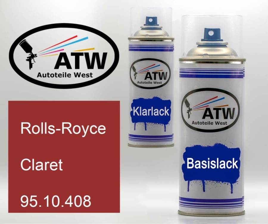 Rolls-Royce, Claret, 95.10.408: 400ml Sprühdose + 400ml Klarlack - Set, von ATW Autoteile West.
