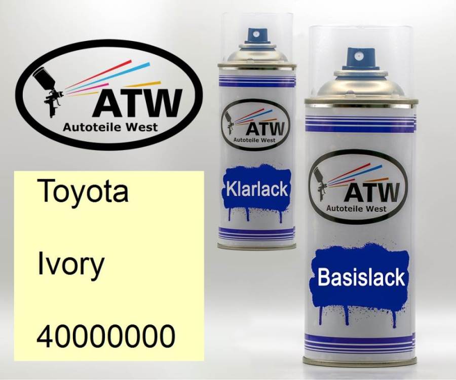Toyota, Ivory, 40000000: 400ml Sprühdose + 400ml Klarlack - Set, von ATW Autoteile West.