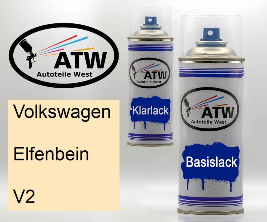 Volkswagen, Elfenbein, V2: 400ml Sprühdose + 400ml Klarlack - Set, von ATW Autoteile West.