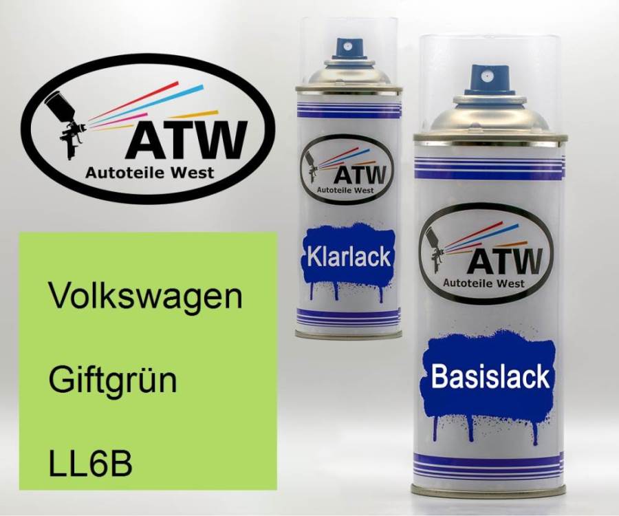 Volkswagen, Giftgrün, LL6B: 400ml Sprühdose + 400ml Klarlack - Set, von ATW Autoteile West.