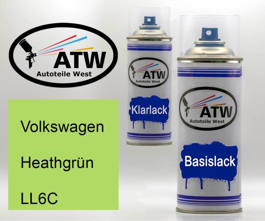 Volkswagen, Heathgrün, LL6C: 400ml Sprühdose + 400ml Klarlack - Set, von ATW Autoteile West.