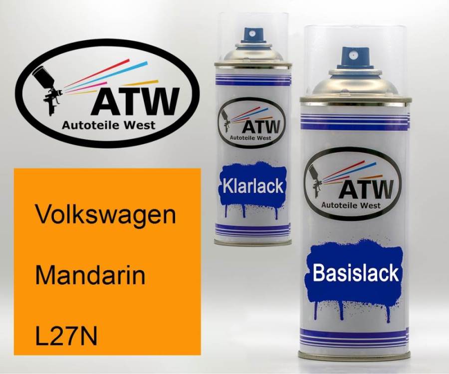 Volkswagen, Mandarin, L27N: 400ml Sprühdose + 400ml Klarlack - Set, von ATW Autoteile West.