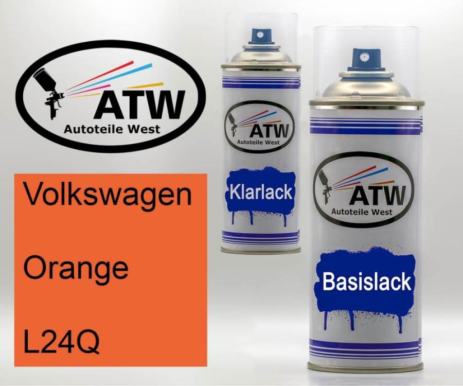 Volkswagen, Orange, L24Q: 400ml Sprühdose + 400ml Klarlack - Set, von ATW Autoteile West.