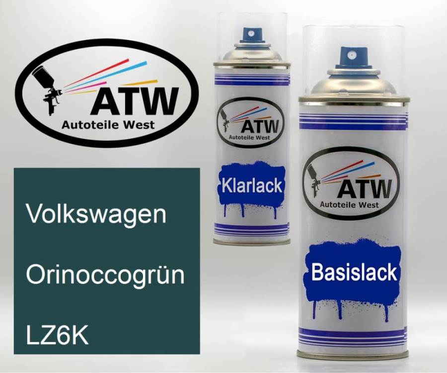 Volkswagen, Orinoccogrün, LZ6K: 400ml Sprühdose + 400ml Klarlack - Set, von ATW Autoteile West.