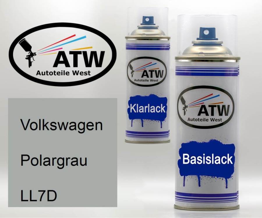 Volkswagen, Polargrau, LL7D: 400ml Sprühdose + 400ml Klarlack - Set, von ATW Autoteile West.