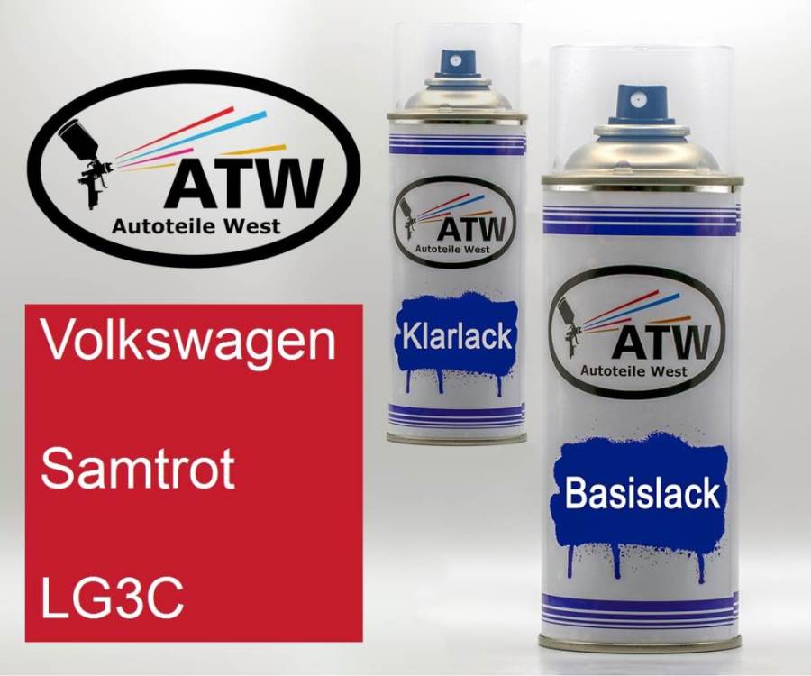 Volkswagen, Samtrot, LG3C: 400ml Sprühdose + 400ml Klarlack - Set, von ATW Autoteile West.