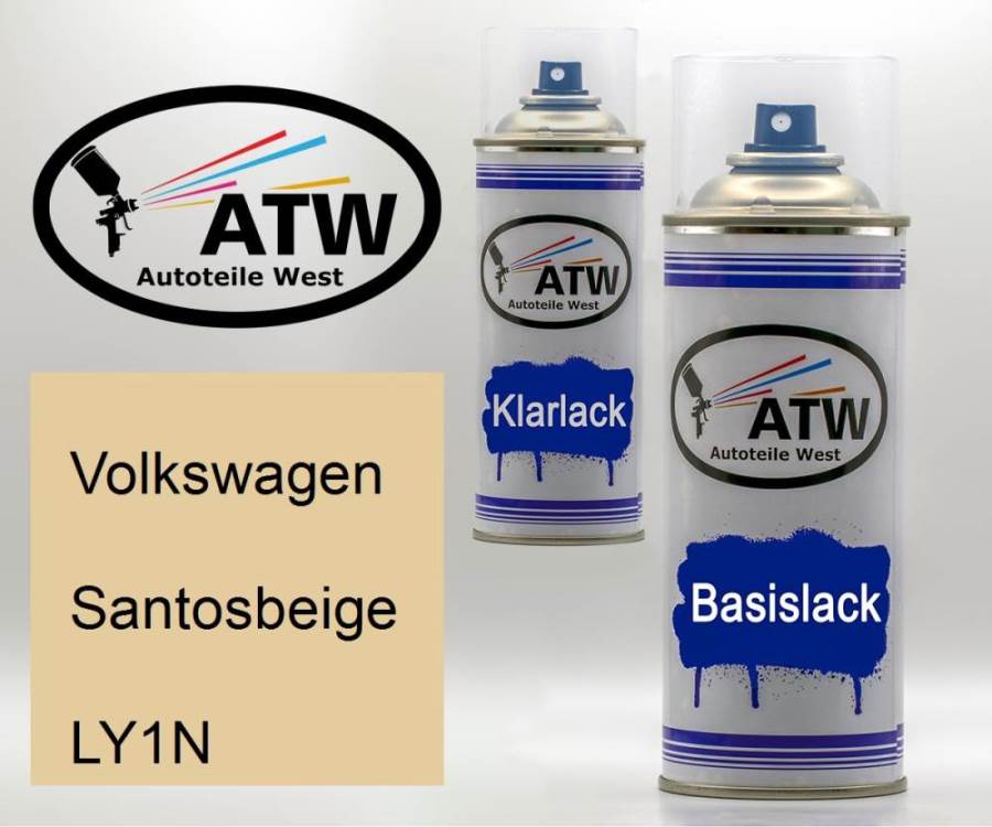 Volkswagen, Santosbeige, LY1N: 400ml Sprühdose + 400ml Klarlack - Set, von ATW Autoteile West.