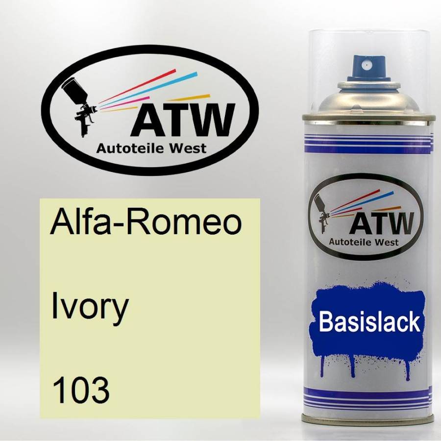 Alfa-Romeo, Ivory, 103: 400ml Sprühdose, von ATW Autoteile West.