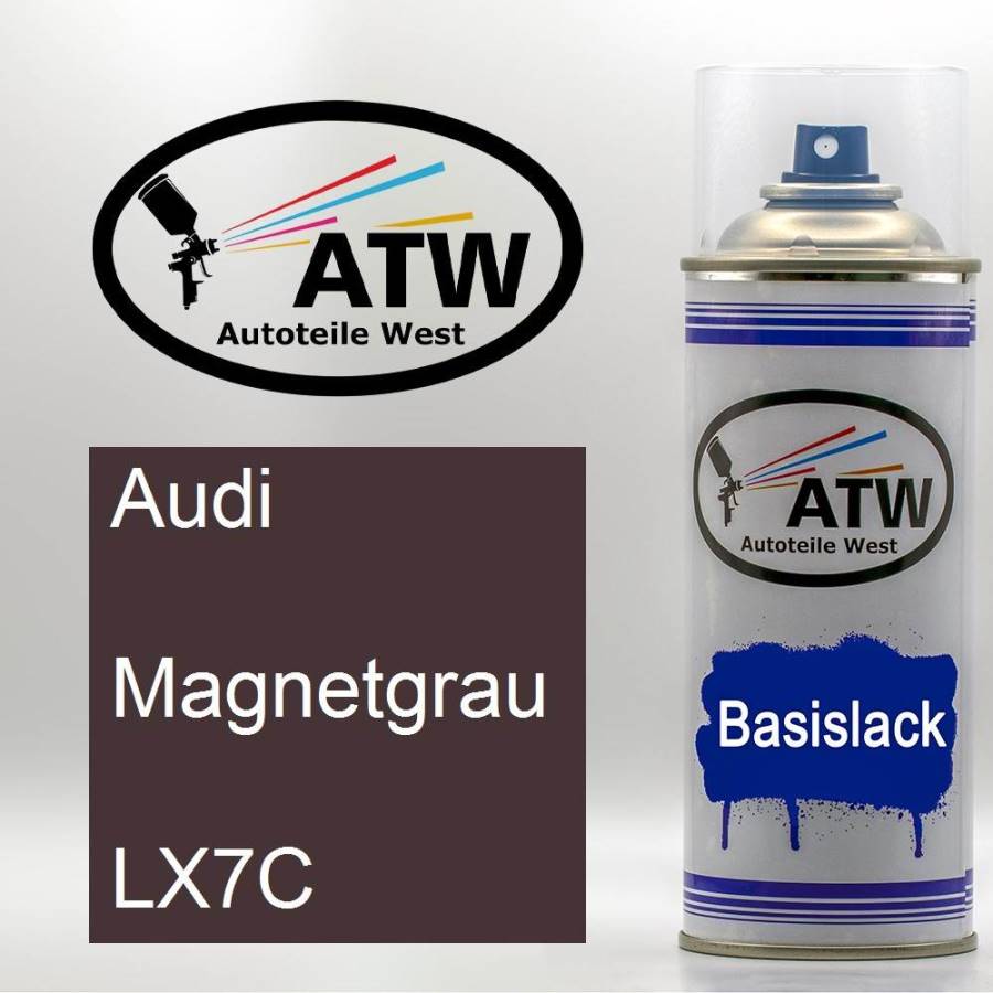 Audi, Magnetgrau, LX7C: 400ml Sprühdose, von ATW Autoteile West.