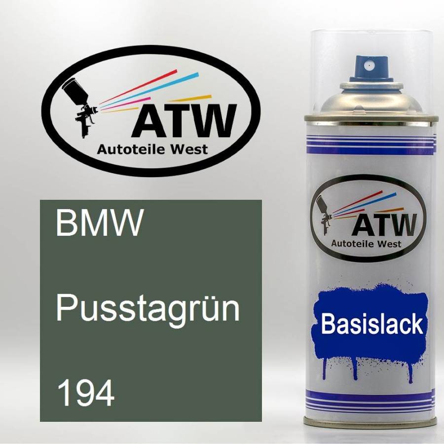 BMW, Pusstagrün, 194: 400ml Sprühdose, von ATW Autoteile West.