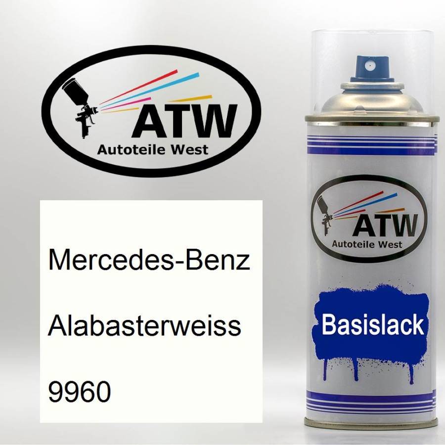 Mercedes-Benz, Alabasterweiss, 9960: 400ml Sprühdose, von ATW Autoteile West.