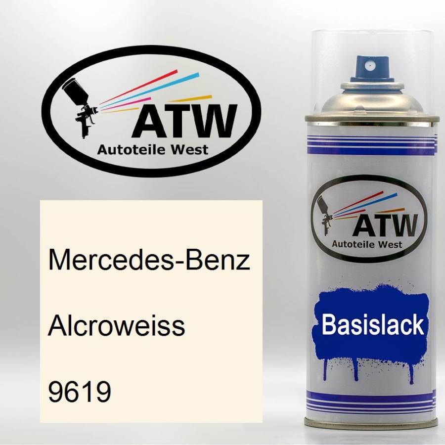 Mercedes-Benz, Alcroweiss, 9619: 400ml Sprühdose, von ATW Autoteile West.