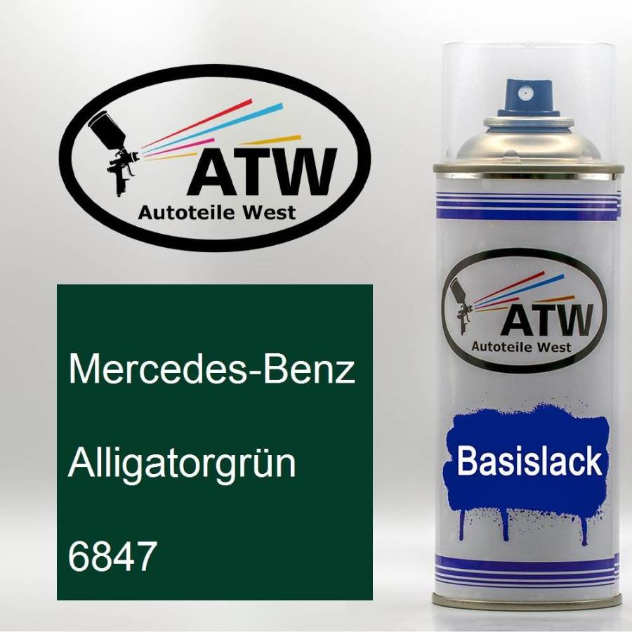 Mercedes-Benz, Alligatorgrün, 6847: 400ml Sprühdose, von ATW Autoteile West.