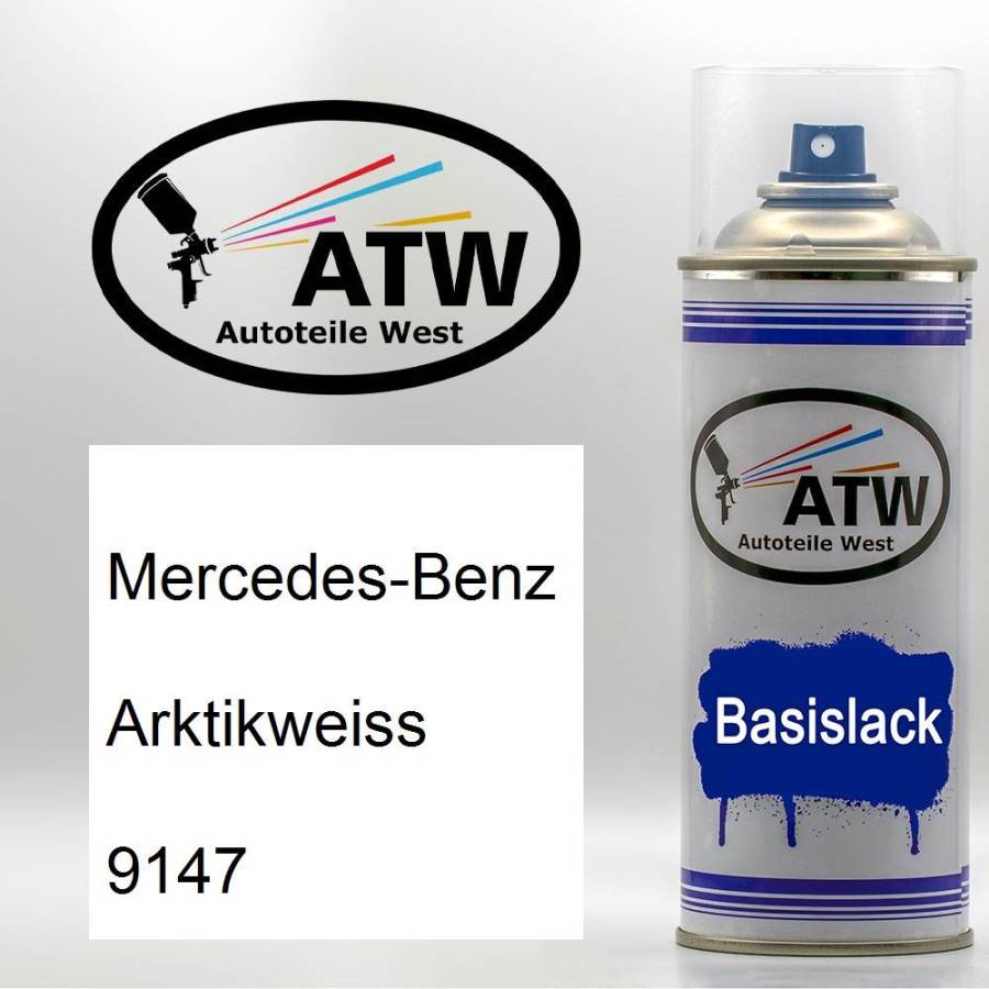 Mercedes-Benz, Arktikweiss, 9147: 400ml Sprühdose, von ATW Autoteile West.