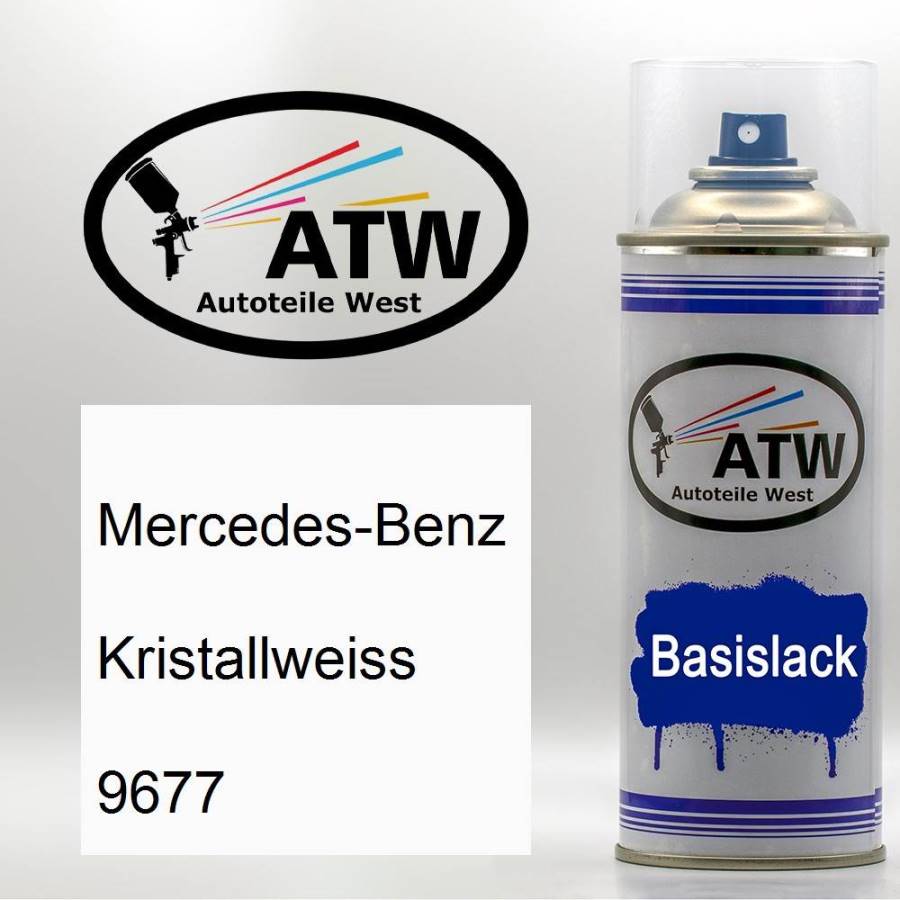 Mercedes-Benz, Kristallweiss, 9677: 400ml Sprühdose, von ATW Autoteile West.