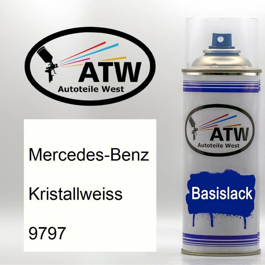 Mercedes-Benz, Kristallweiss, 9797: 400ml Sprühdose, von ATW Autoteile West.