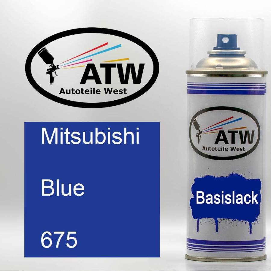 Mitsubishi, Blue, 675: 400ml Sprühdose, von ATW Autoteile West.
