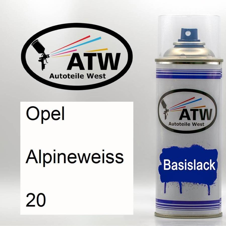 Opel, Alpineweiss, 020: 400ml Sprühdose, von ATW Autoteile West.