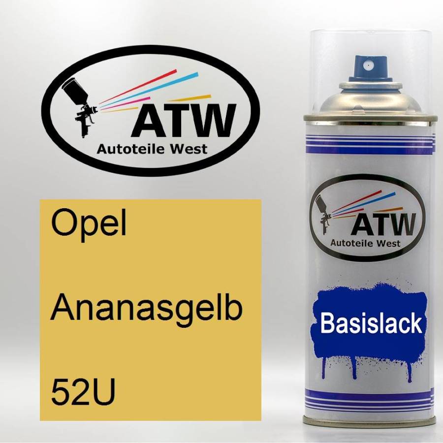 Opel, Ananasgelb, 52U: 400ml Sprühdose, von ATW Autoteile West.