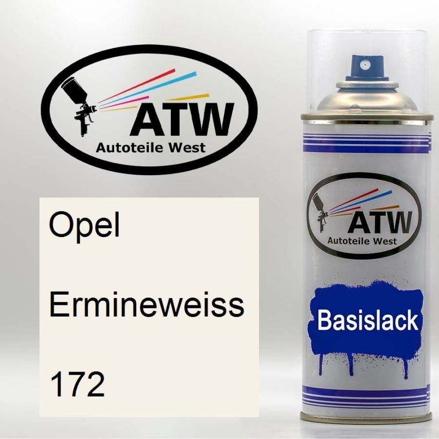 Opel, Ermineweiss, 172: 400ml Sprühdose, von ATW Autoteile West.