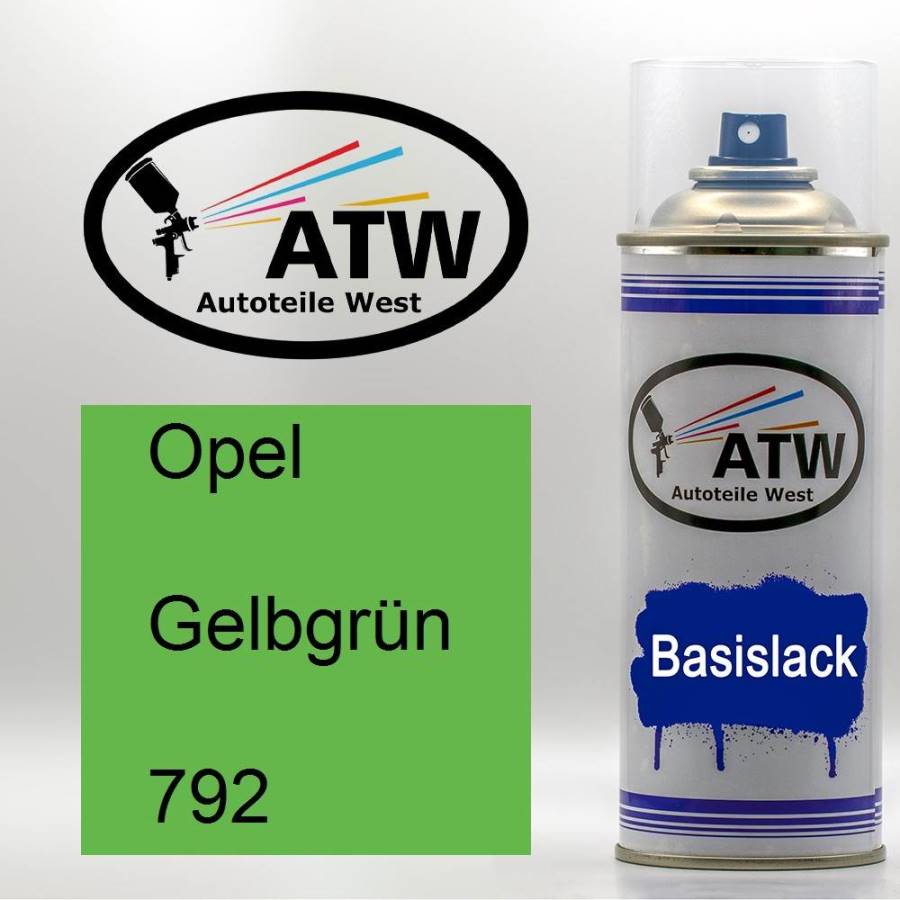 Opel, Gelbgrün, 792: 400ml Sprühdose, von ATW Autoteile West.