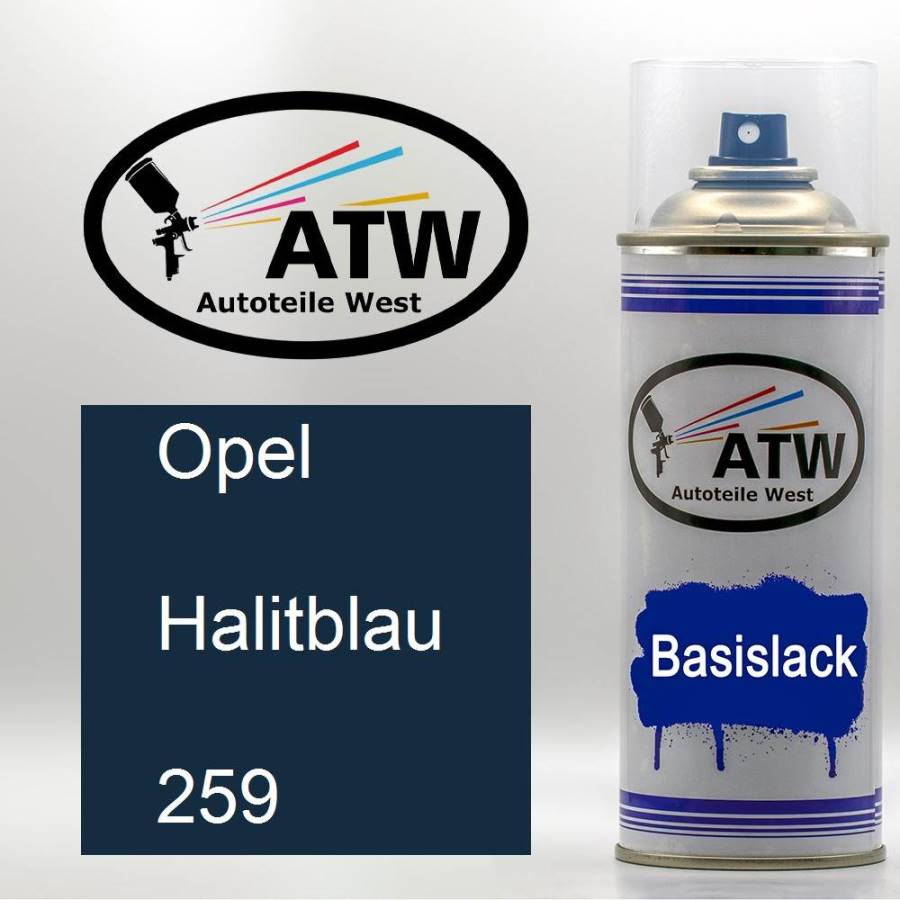 Opel, Halitblau, 259: 400ml Sprühdose, von ATW Autoteile West.