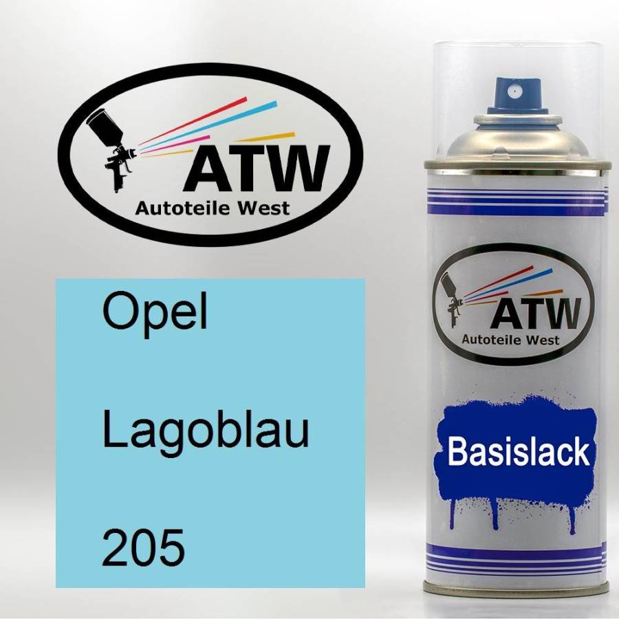 Opel, Lagoblau, 205: 400ml Sprühdose, von ATW Autoteile West.