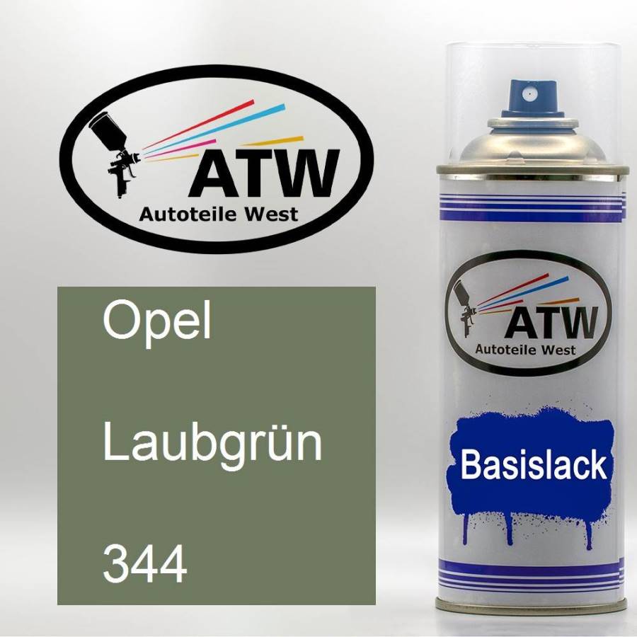 Opel, Laubgrün, 344: 400ml Sprühdose, von ATW Autoteile West.