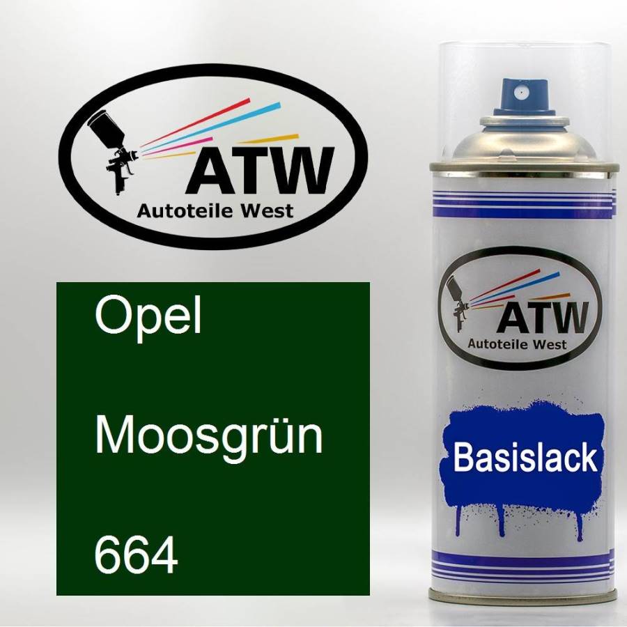 Opel, Moosgrün, 664: 400ml Sprühdose, von ATW Autoteile West.