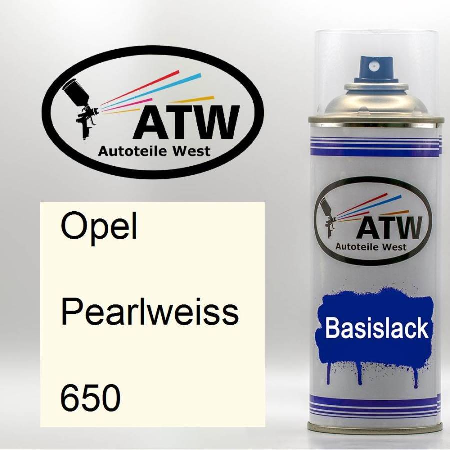 Opel, Pearlweiss, 650: 400ml Sprühdose, von ATW Autoteile West.