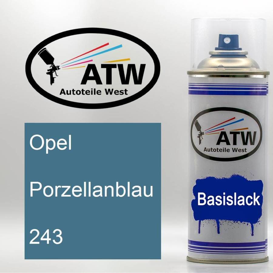 Opel, Porzellanblau, 243: 400ml Sprühdose, von ATW Autoteile West.