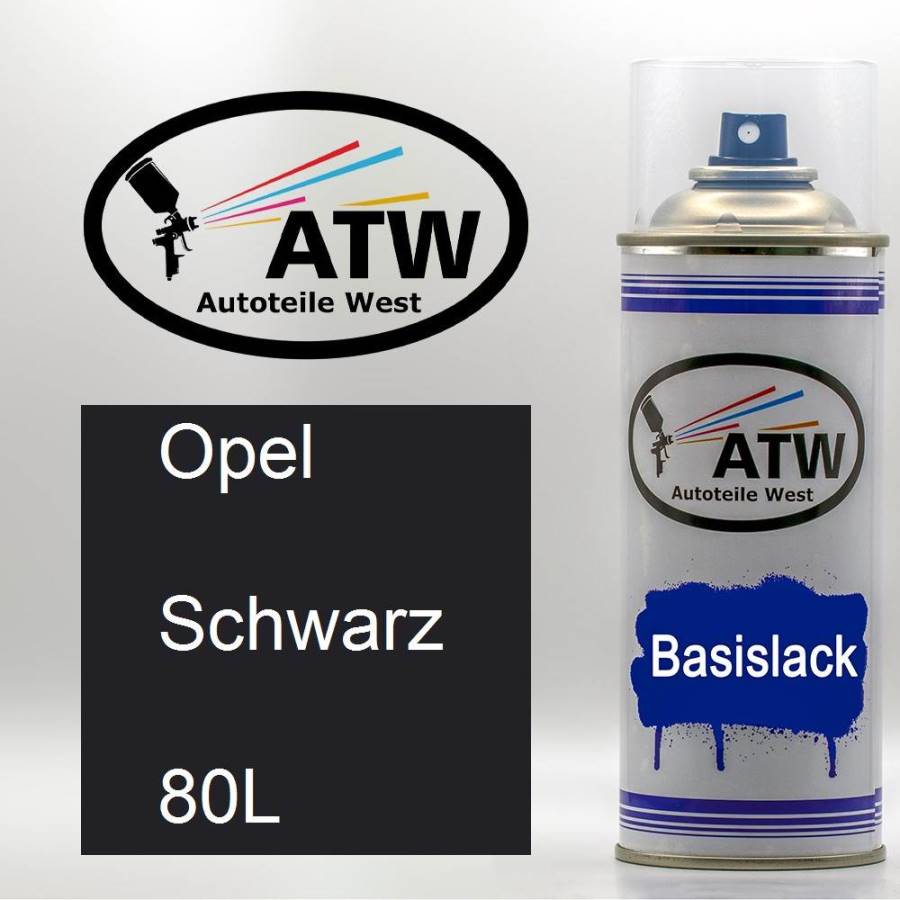 Opel, Schwarz, 80L: 400ml Sprühdose, von ATW Autoteile West.