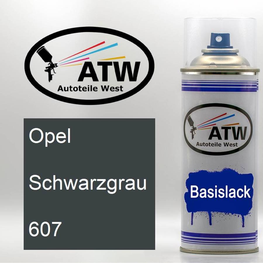 Opel, Schwarzgrau, 607: 400ml Sprühdose, von ATW Autoteile West.