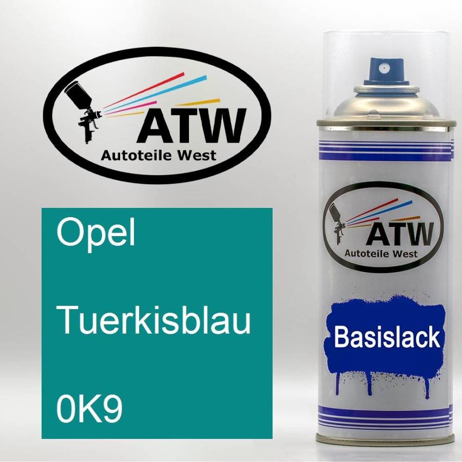 Opel, Tuerkisblau, 0K9: 400ml Sprühdose, von ATW Autoteile West.