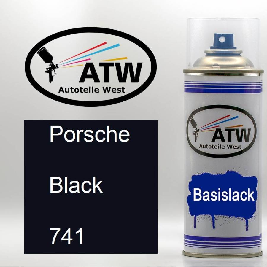 Porsche, Black, 741: 400ml Sprühdose, von ATW Autoteile West.