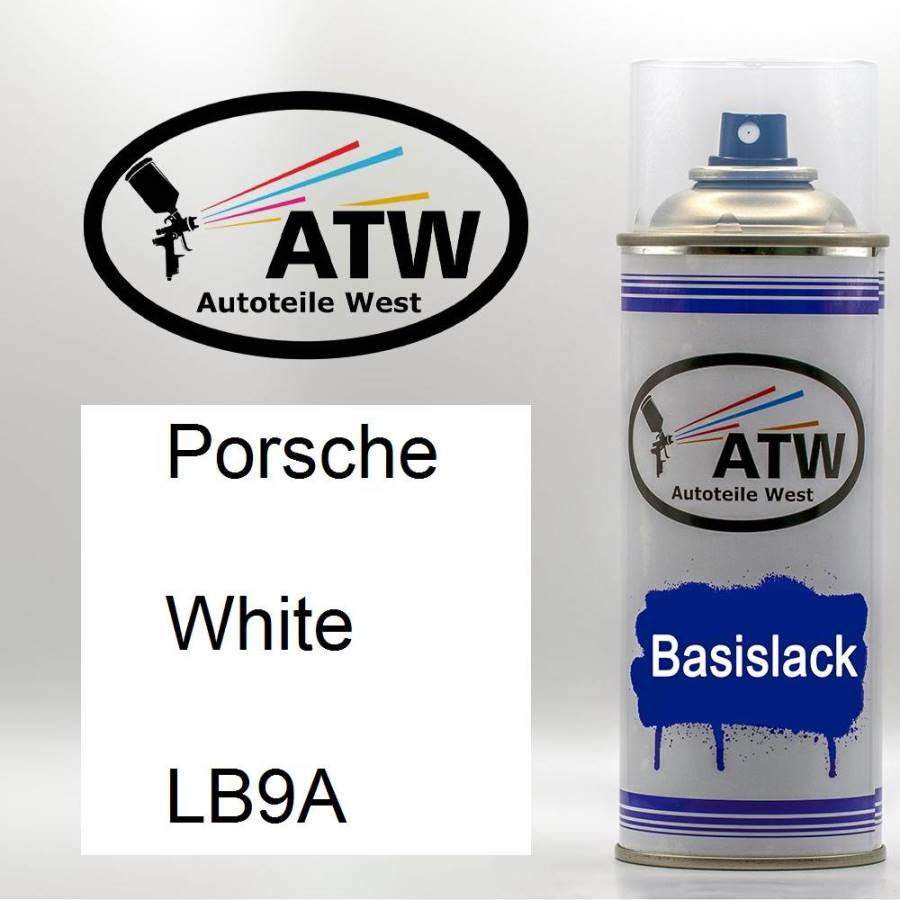 Porsche, White, LB9A: 400ml Sprühdose, von ATW Autoteile West.